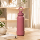 Mauve 32oz personalized stainless steel water bottle with built-in magnetic phone mount lid