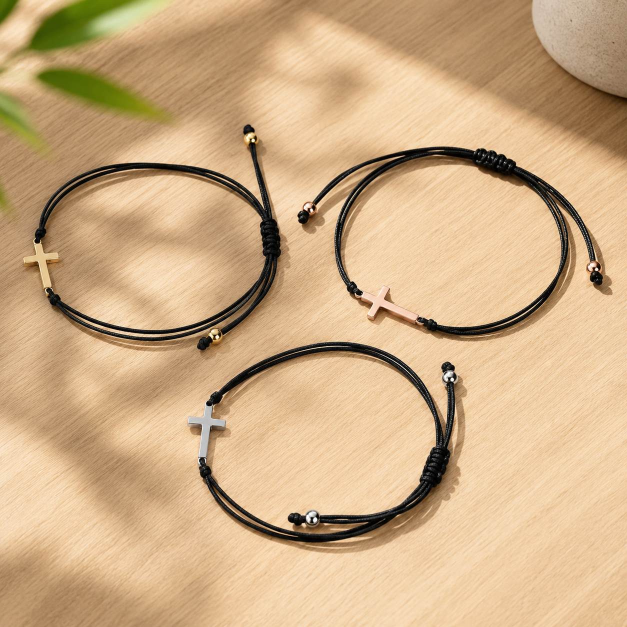Minimalist Cross Cord Bracelet