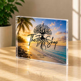 Clear laser acrylic sheet with custom engraved design, perfect for business signage, awards, photo displays, and personalized laser engraving projects.