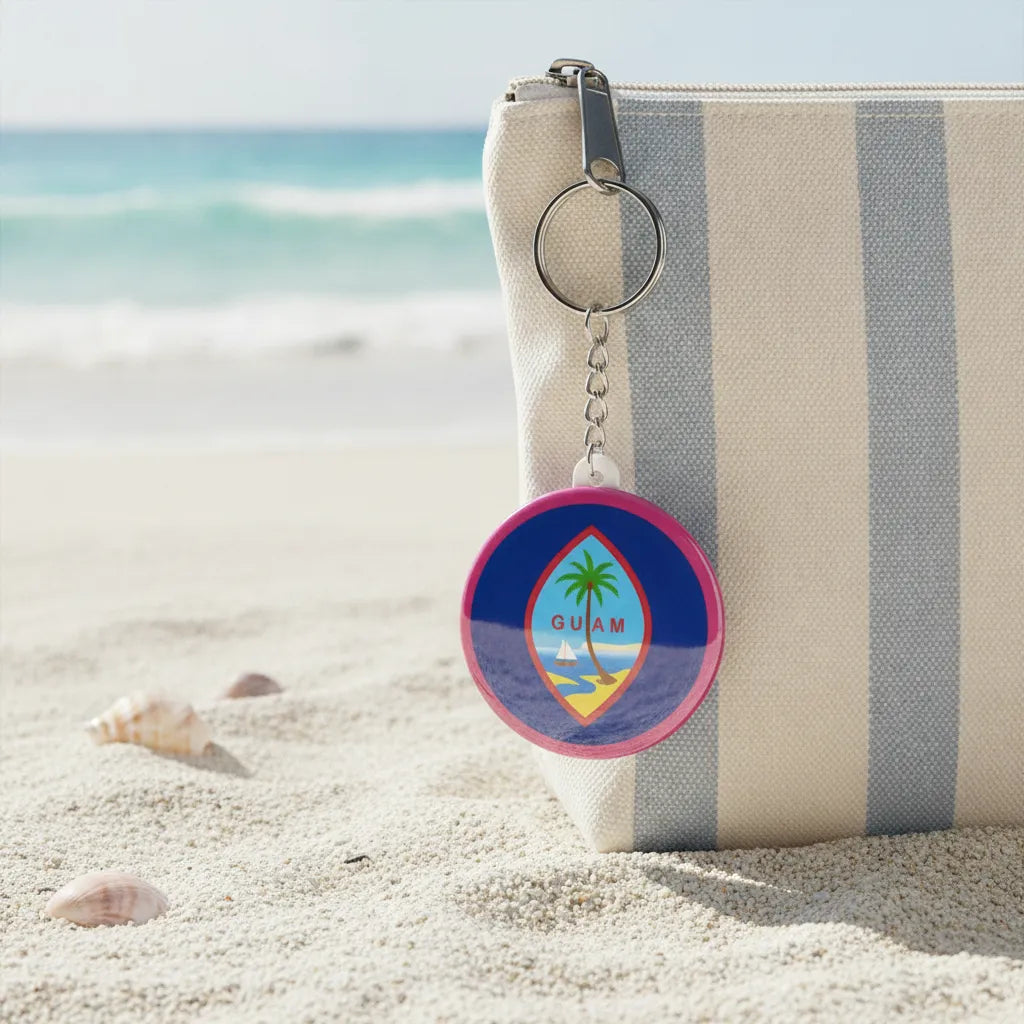 Personalized 1.65-inch round keychain attached to keys, featuring custom full-color printing for corporate giveaways, promotional merchandise, event favors, and everyday use.