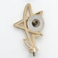 Slanted gold star trophy topper featuring a glittery silver inset for a premium look.