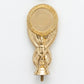 Stylized gold geometric or torch-style trophy topper for contemporary recognition awards.