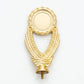 Scalloped edge gold medal-style trophy topper with decorative wheat accents.
