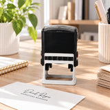 Personalized rectangular rubber stamp for business names, signatures, company branding, and office documents.